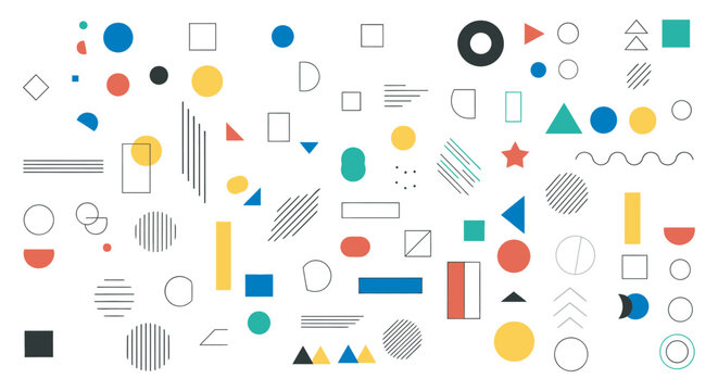 Geometric Shapes And Lines A Colorful Vector Illustration On White Background