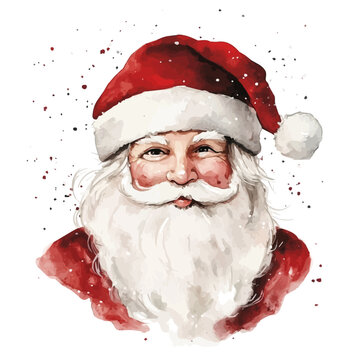 watercolor of Christmas Santa Claus, vector, isolated on a white background.