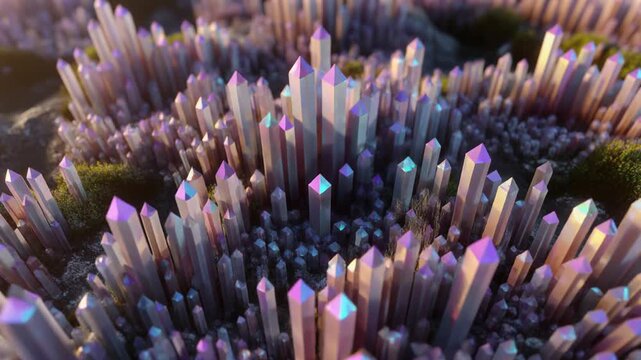 Alien Crystal Landscape, Amethyst Geode Fantasy Nature, Macro View