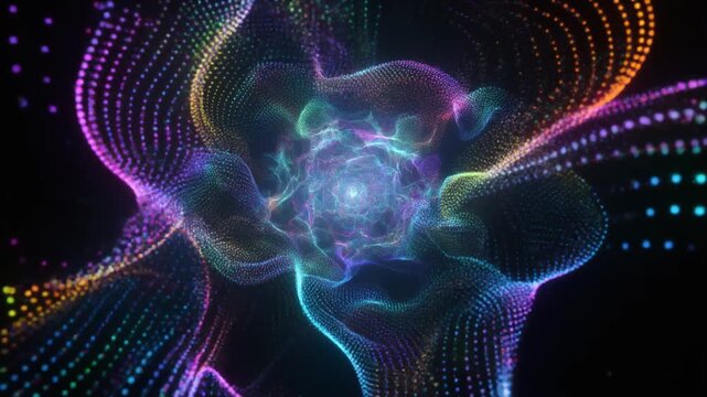 Abstract Colorful Swirling Particles Formation