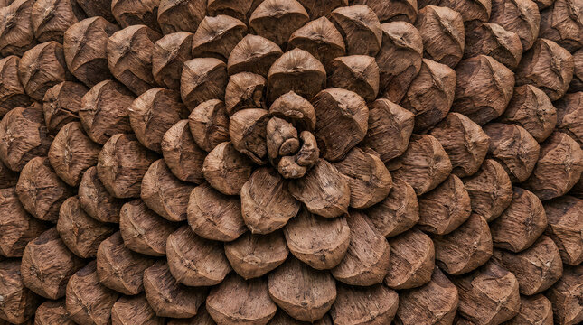 Close up view of brown pine cone scales texture