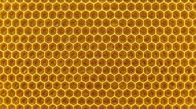 Abstract golden honeycomb pattern with geometric hexagons
