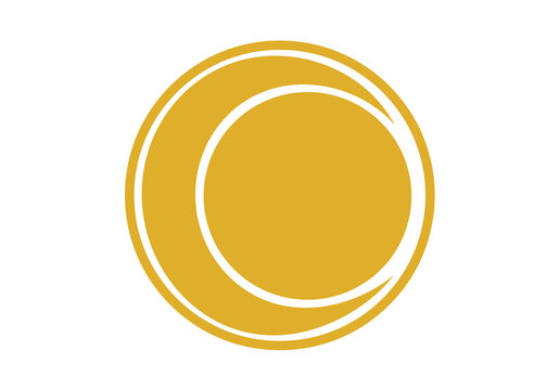 Elegant Gold Crescent Moon and Sun Celestial Circle Element