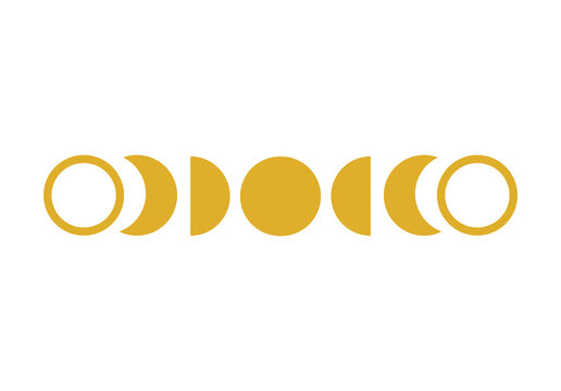 Elegant Gold Moon Phase Celestial Decorative Element