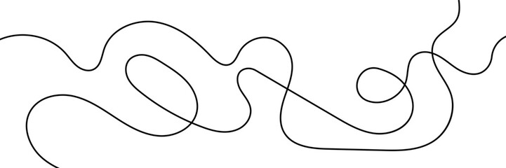 Obraz premium Chaotic line abstract pattern, wavy doodle thread vector background