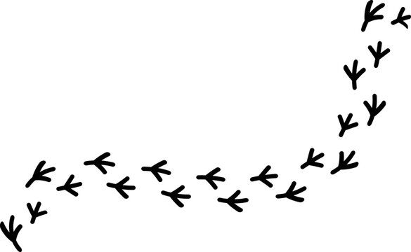 Bird footprint icon, chicken paw vector track, turkey foot print line pattern