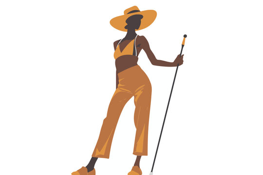woman with cane woman isolated