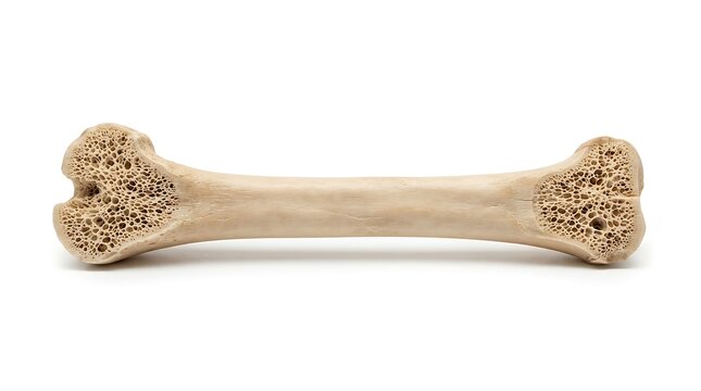 A single human bone cross section showing the porous texture and structure of healthy bone tissue for medical study