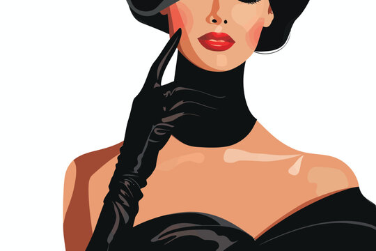 Women Wearing Elegant Evening Gloves isolated illustration