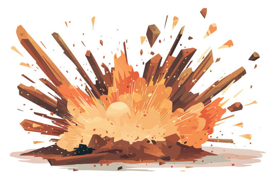 wood explosion isolated illustration