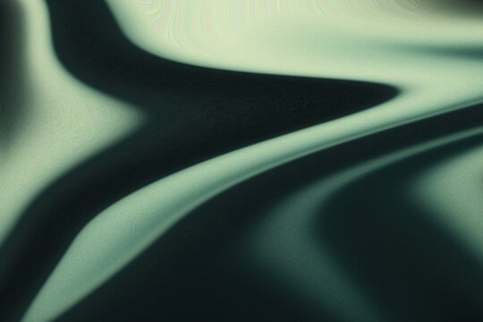 Abstract dark green silk fabric background with soft flowing waves and elegant shadows.