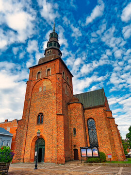 Saint Mary's Church at the historic center of the town of Ystad in Skane, Sweden