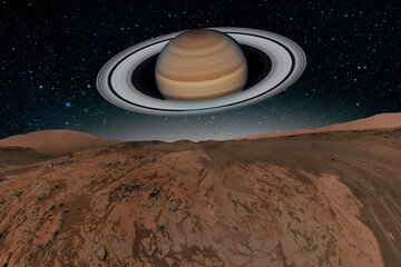 View of Saturn from a planet. Elements of this image furnished by NASA © Trilly