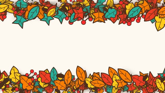 Autumn leaves border frame with fall foliage