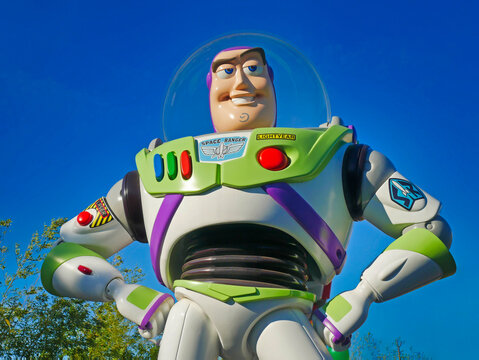 Paris, France - April 209: buzz Lightyear in Disneyland Paris park in Marne-la-Vallee
