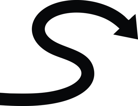 Black Arrow Collection with Straight and Curved Directional Symbols