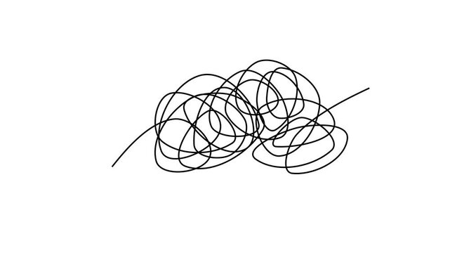 Hand-drawn scribble animation loop, abstract messy ink line doodle on white background, line abstract