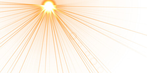 Obraz premium Abstract orange sun with concentric rings and lens flare against black space background isolated on a transparent background