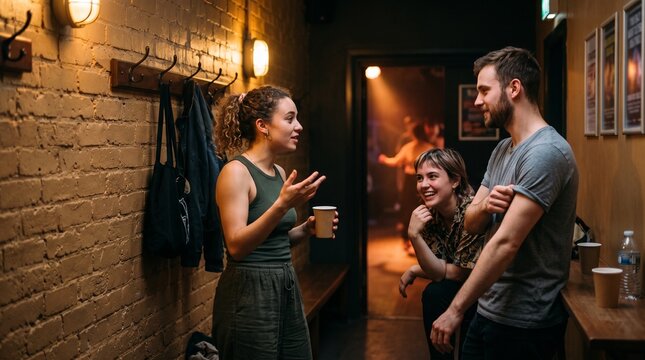 Breaktime conversation at a neighborhood dance venue