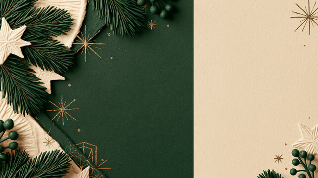 Christmas Background with Pine Branches and Copy Space