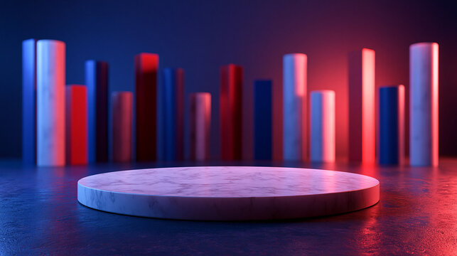 Marble Podium with Neon Lighting for Product Display