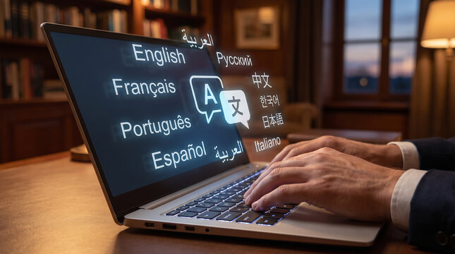 Multilingual Language Translation Global Communication Technology Concept
