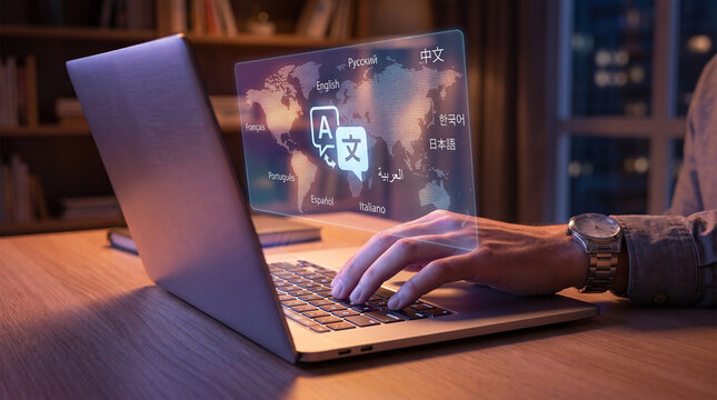 Multilingual Language Translation Global Communication Technology Concept