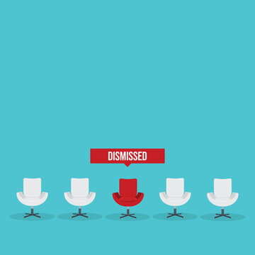 Applicant Competition Concept with One Dismissed Candidate Among Office Chairs
