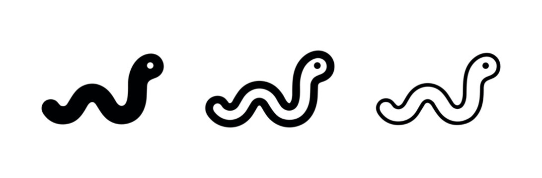 Worm or Caterpillar Nature and Computer Virus Icons