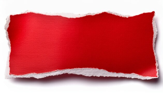 red paper scrap with torn edges isolated on white background