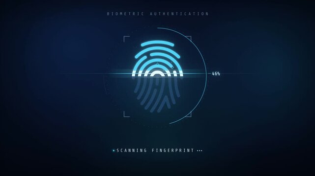 Neon Fingerprint Scanning to 100 Percent Then Turning Green for Biometric Access Granted
