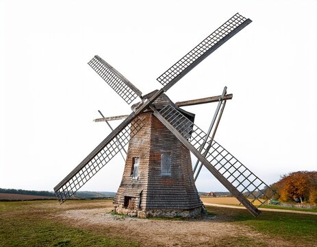 old windmill isolated on white background ai generated