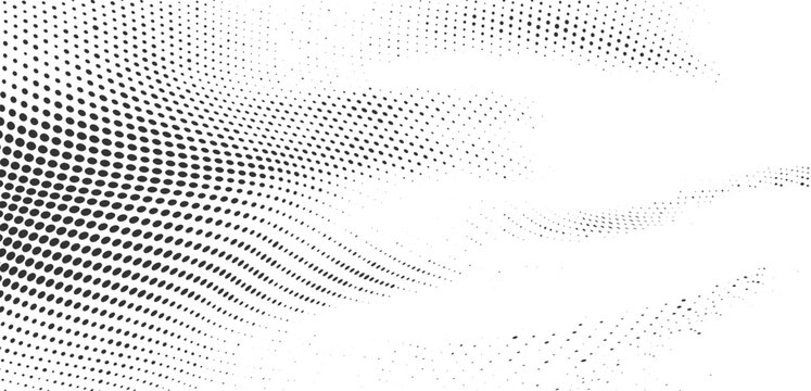 Black diagonal halftone pattern with oval dots gradually changing in size across a white background