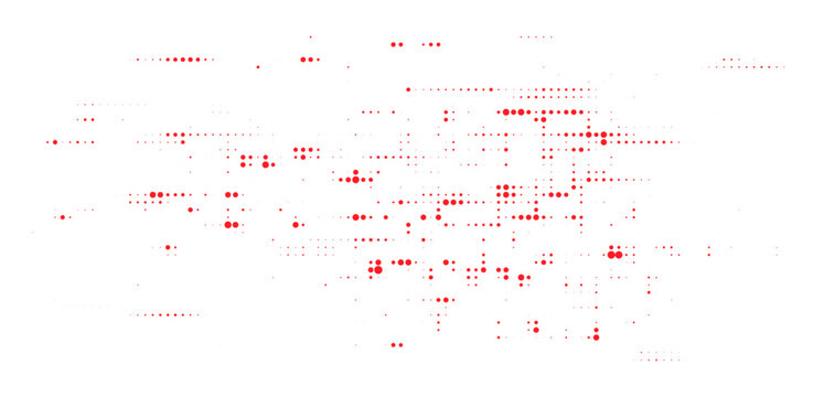 Minimal red halftone dot pattern with tiny scattered points creating a subtle fading gradient effect