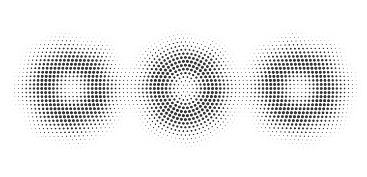 Minimal black halftone dot pattern with gradually increasing circle size fading across a white background