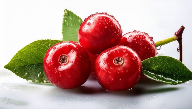 vibrant red berries with green leaves fresh and healthy