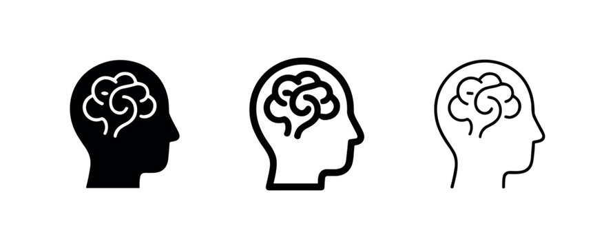 Human profile with brain icon representing mental health and psychology.
