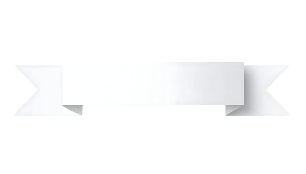 White ribbon banner template for promotional marketing labels or festive event headers with elegant folded paper design&nbsp;