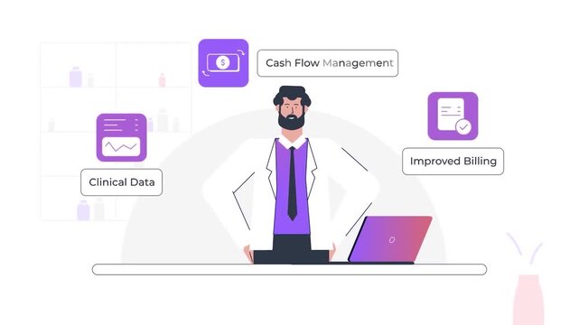 Medical professional managing cash flow clinical data and improved billing