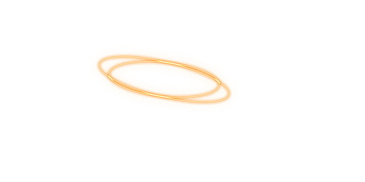 Glowing orange abstract geometric spiral ring torus formed from multiple thin concentric lines isolated on transparent background isolated on a transparent background