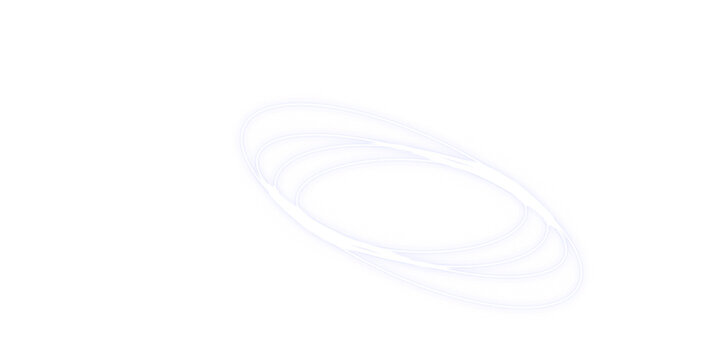 Glowing light blue abstract geometric spiral ring torus formed from multiple thin concentric lines isolated on transparent background isolated on a transparent background