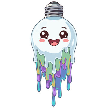 Surreal Melting Light Bulb Vector with Glowing Light, Conceptual Illustration of Hot Creative Idea