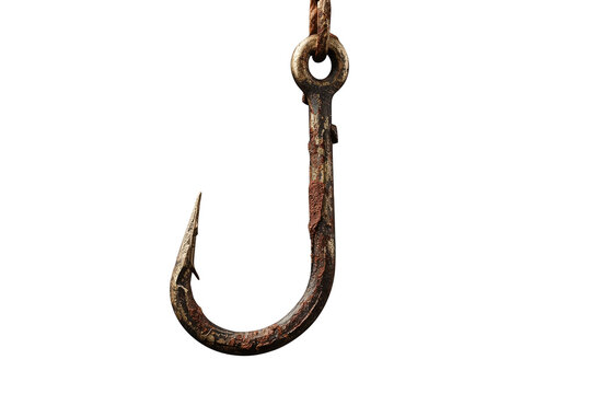 Vintage rusty fishing hook with metal eye