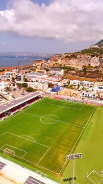 Victoria stadium football field in gibraltar aerial view