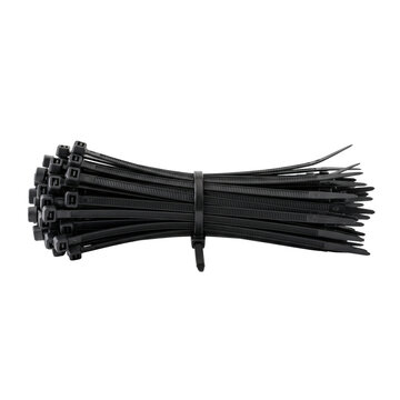 Bundle of black zip ties for organizing cables and securing items