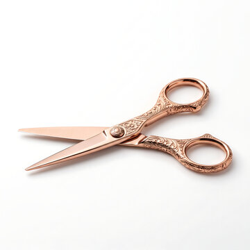 Elegant rose gold scissors with floral engraving