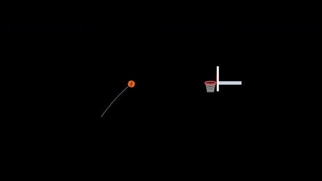 Basketball Throw Trajectory with Dotted Parabola Line Guide