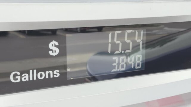  Digital Gas Pump Counting Up While Fueling Vehicle 4K