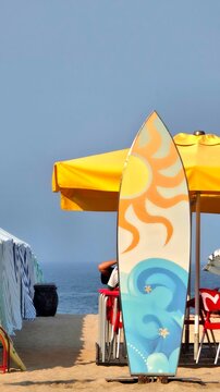 surfboard on the beach, P&oacute;voa de Varzim, Portugal