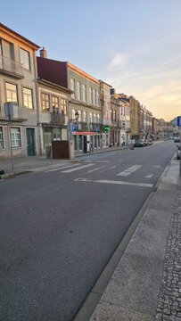 urban street landscape in povoa de varzim, portugal